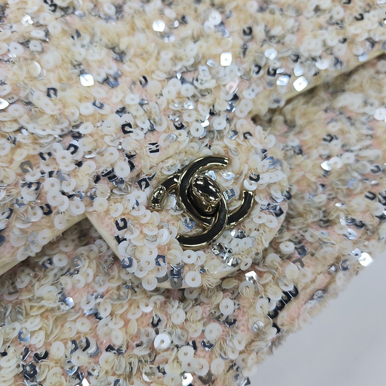 Sequins Shoulder Bag Beige