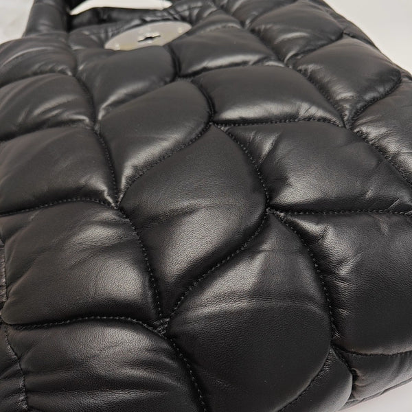 Quilted Leather Top Handle Bag Black