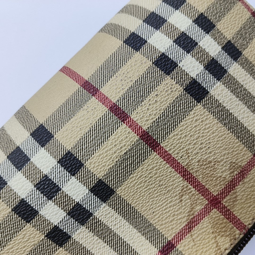 Coated Canvas Clutch Brown