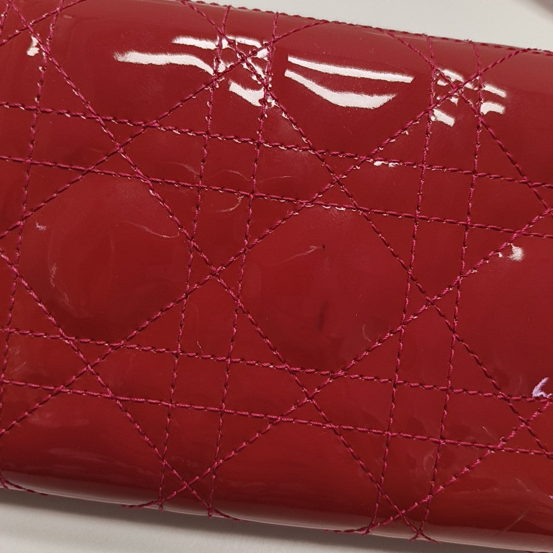 Lady Dior Cannage Piel de Charol Roja