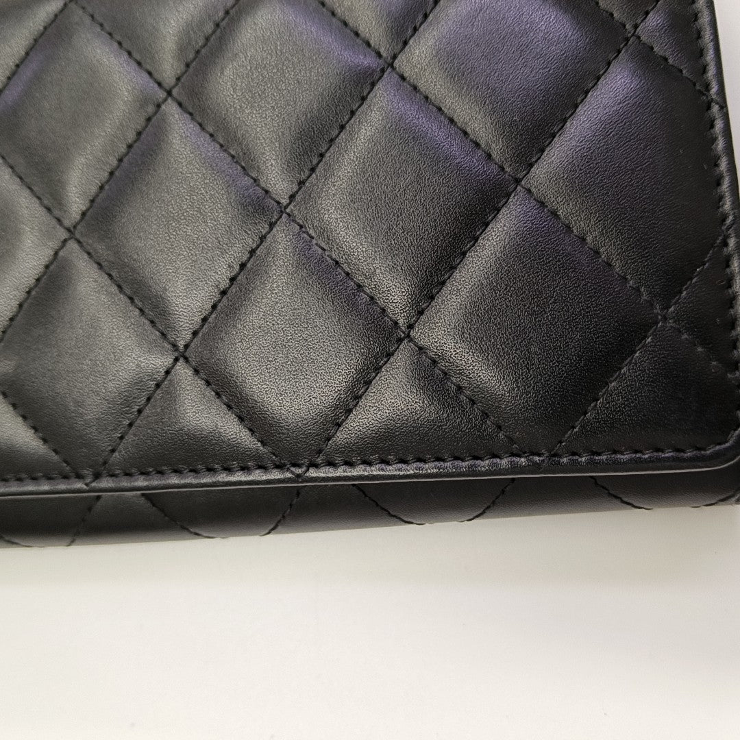 CAMBON Medium Quilted Calfskin Black Wallet