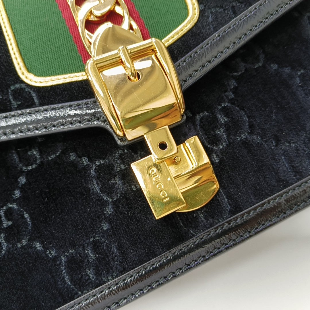 Sylvie Small Monogram Velvet Black