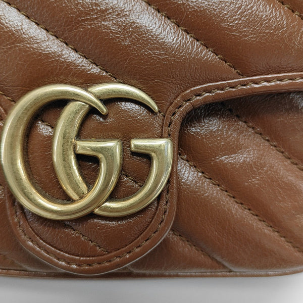 GG Marmont Mini Quilted Calfskin Brown