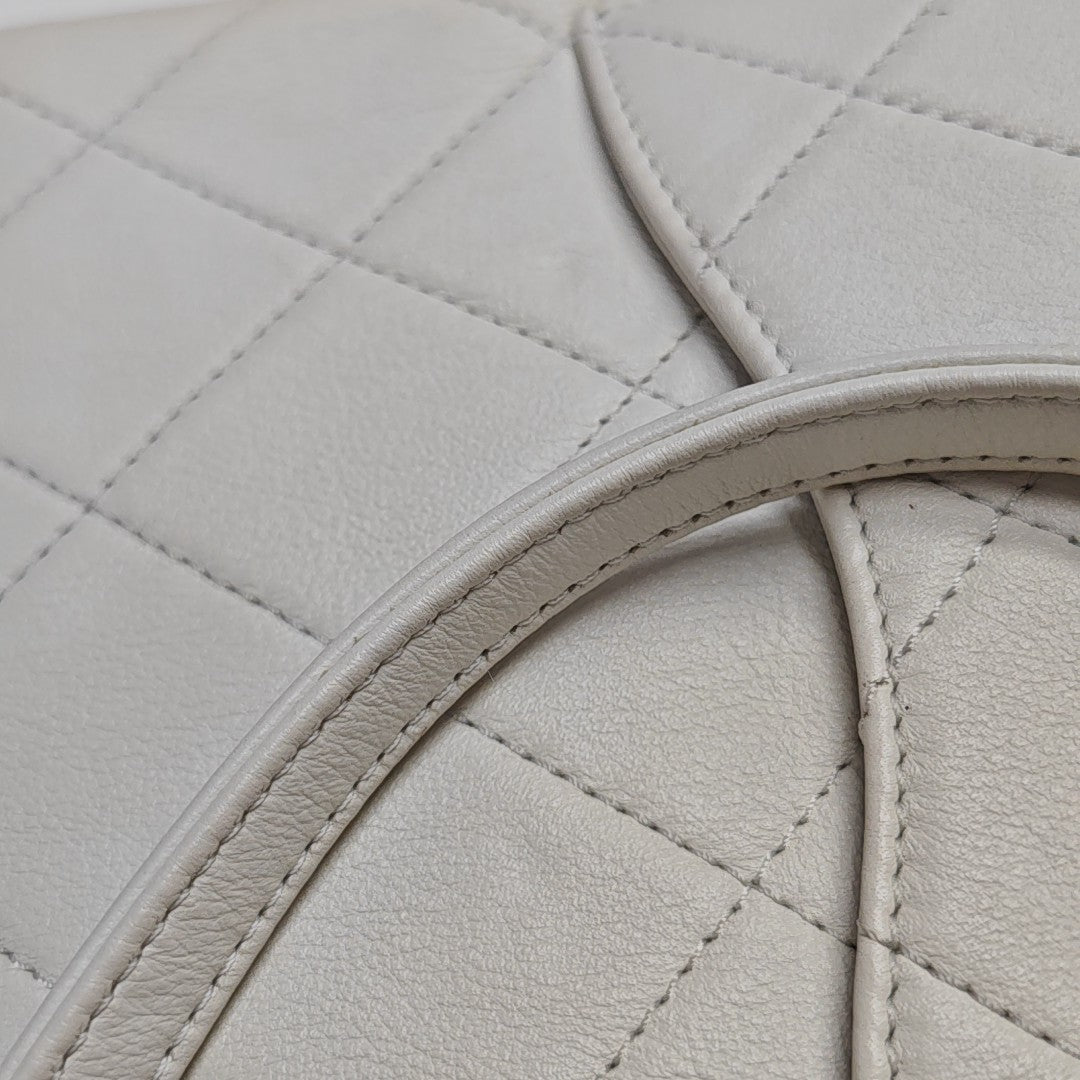 Quilted Calfskin Shoulder Bag Small White