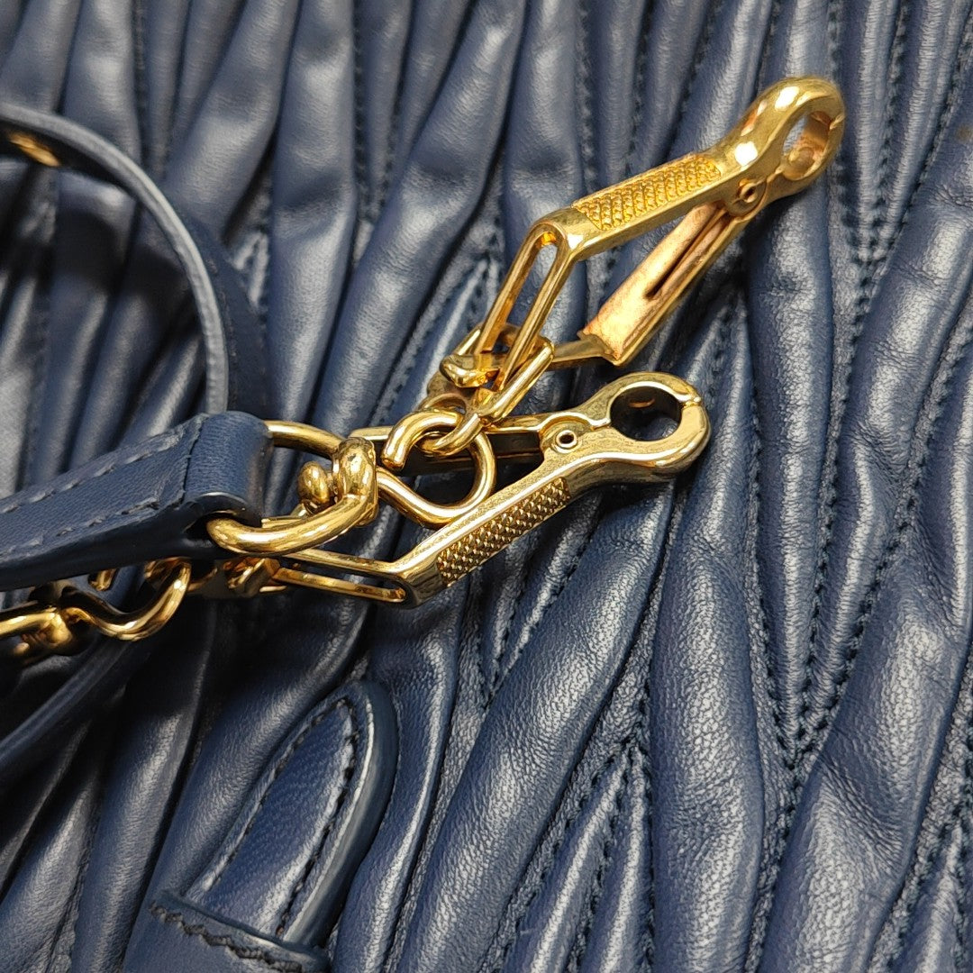 Quilted Lambskin Tote Bag Blue