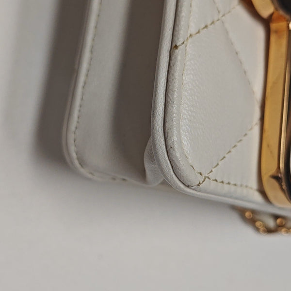 Quilted Lambskin Shoulder Bag White