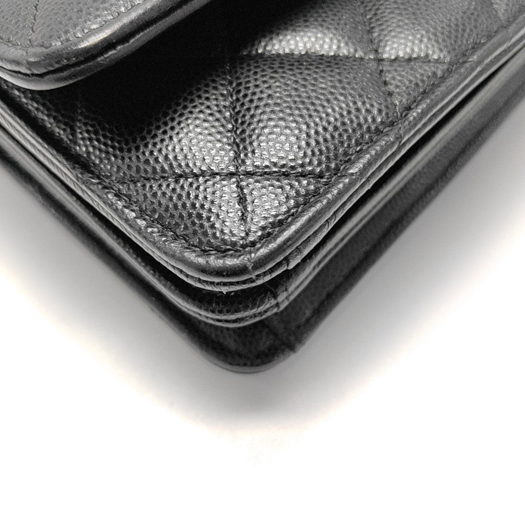 WOC Large Quilted Grained Calfskin Black