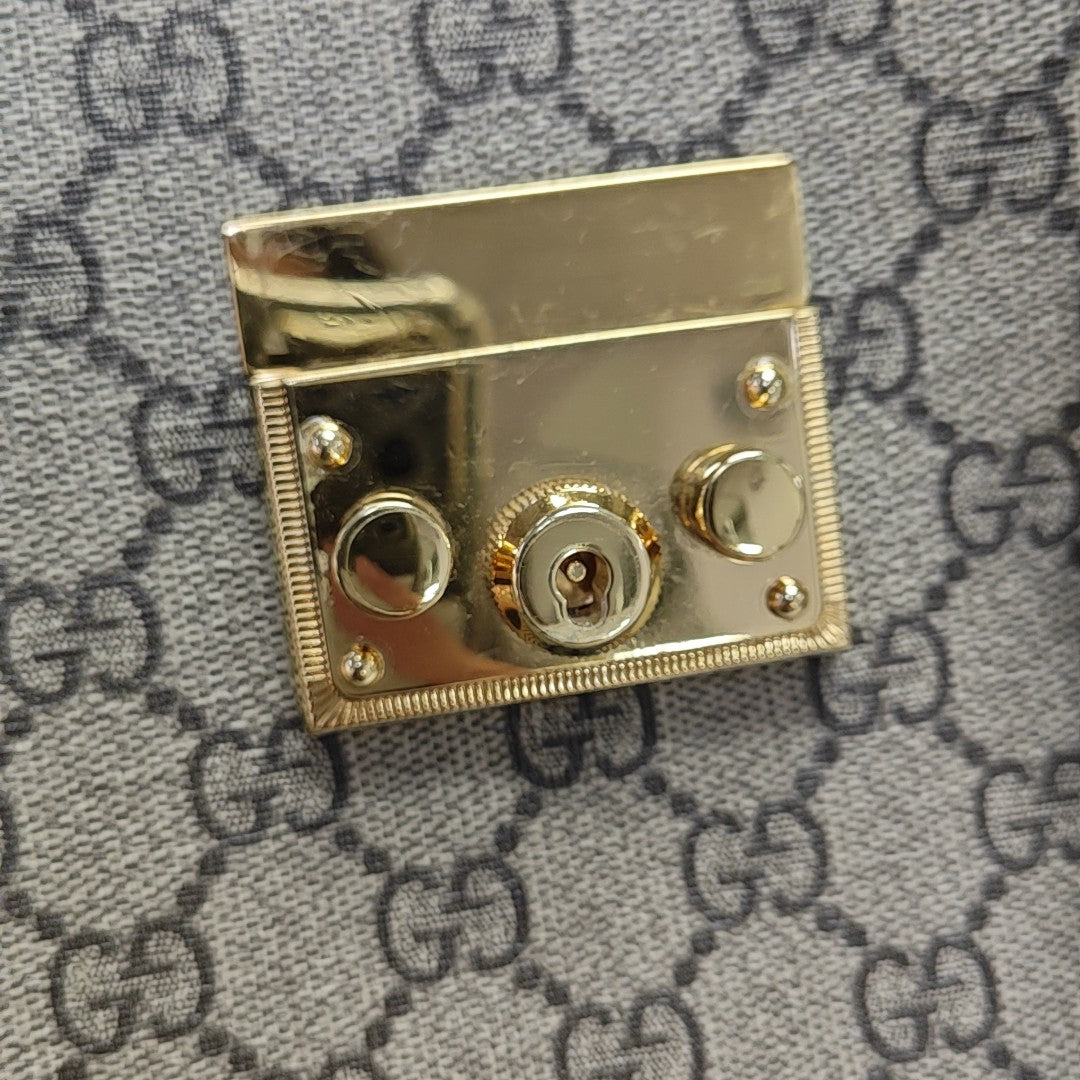 Padlock Small Monogram Coated Canvas Beige