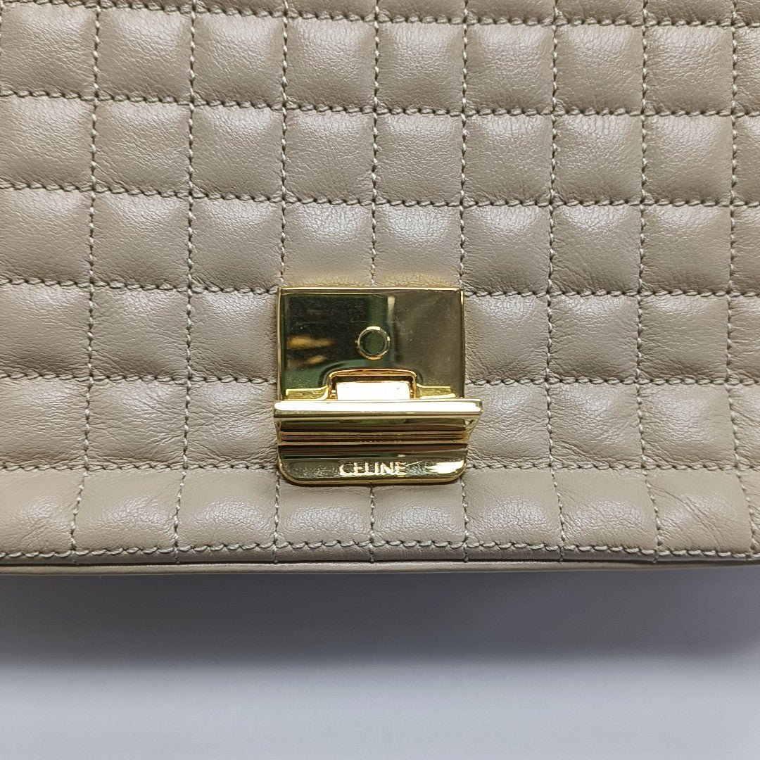 Authenticated pre-owned  C Medium Quilted Calfskin Beige - Shoulder Bag at Looply