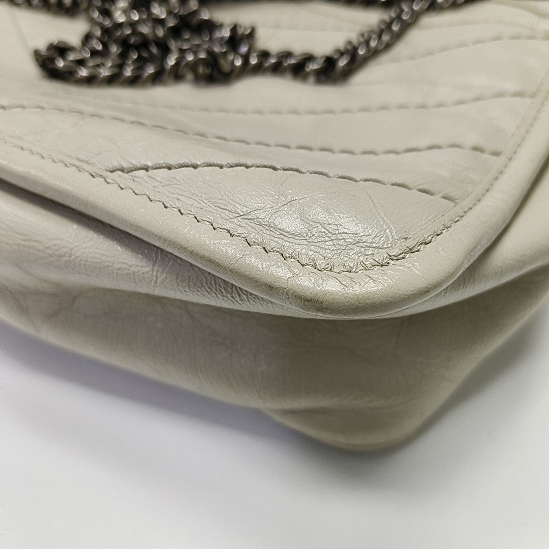 NIKI Small Chevron Calfskin White