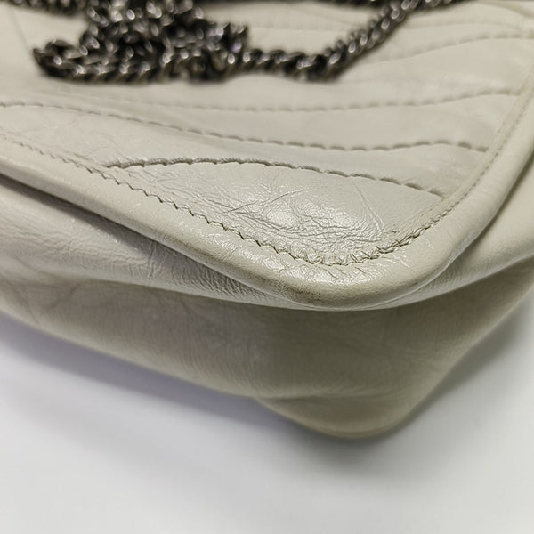 NIKI Small Chevron Calfskin White