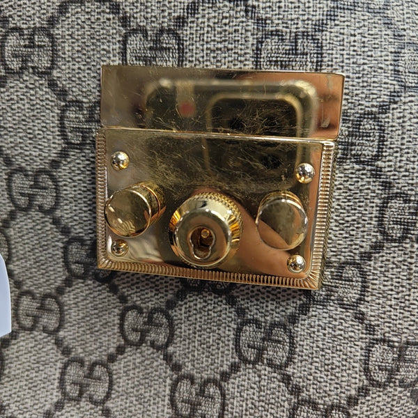Padlock Small Monogram Coated Canvas Beige