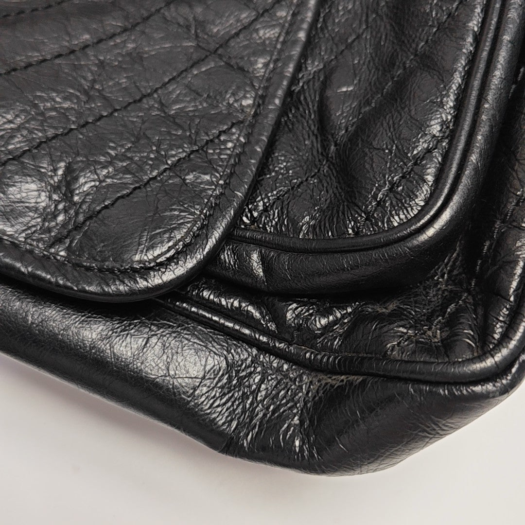 NIKI Medium Chevron Calfskin Black
