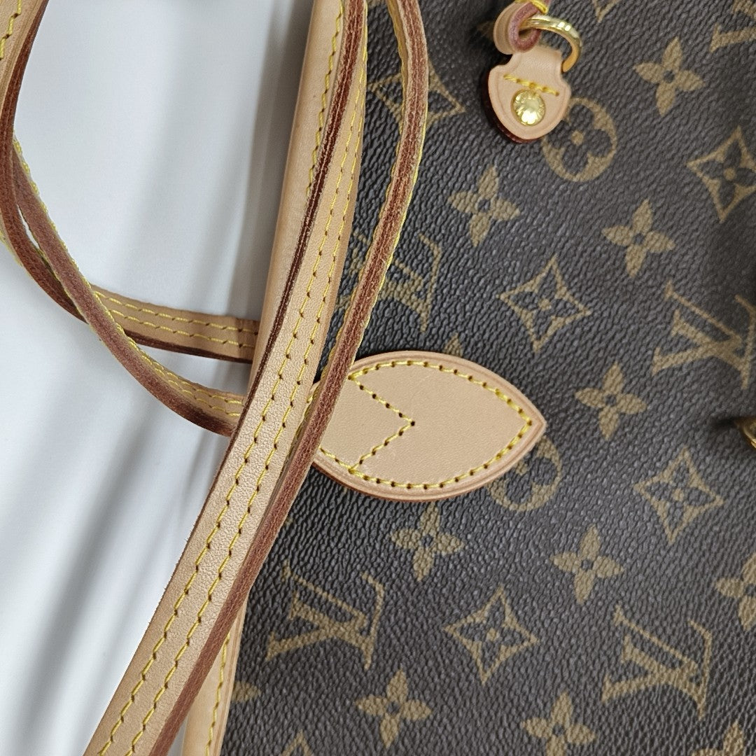 NEVERFULL MM Monogram Coated Canvas Brown