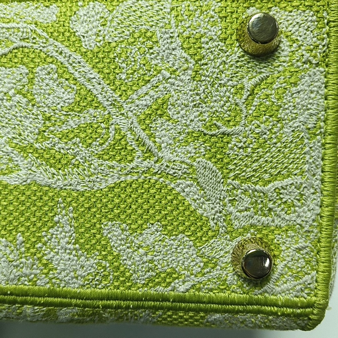 Authenticated pre-owned  Lady D-Lite Medium Fabric Green - Tote Bag at Looply