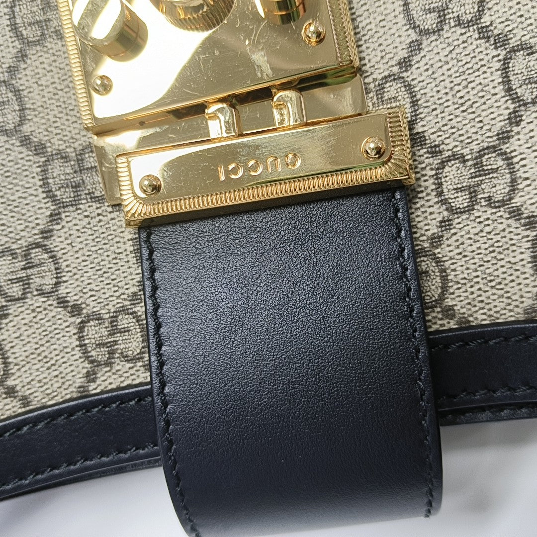 Padlock Medium Monogram Coated Canvas Beige