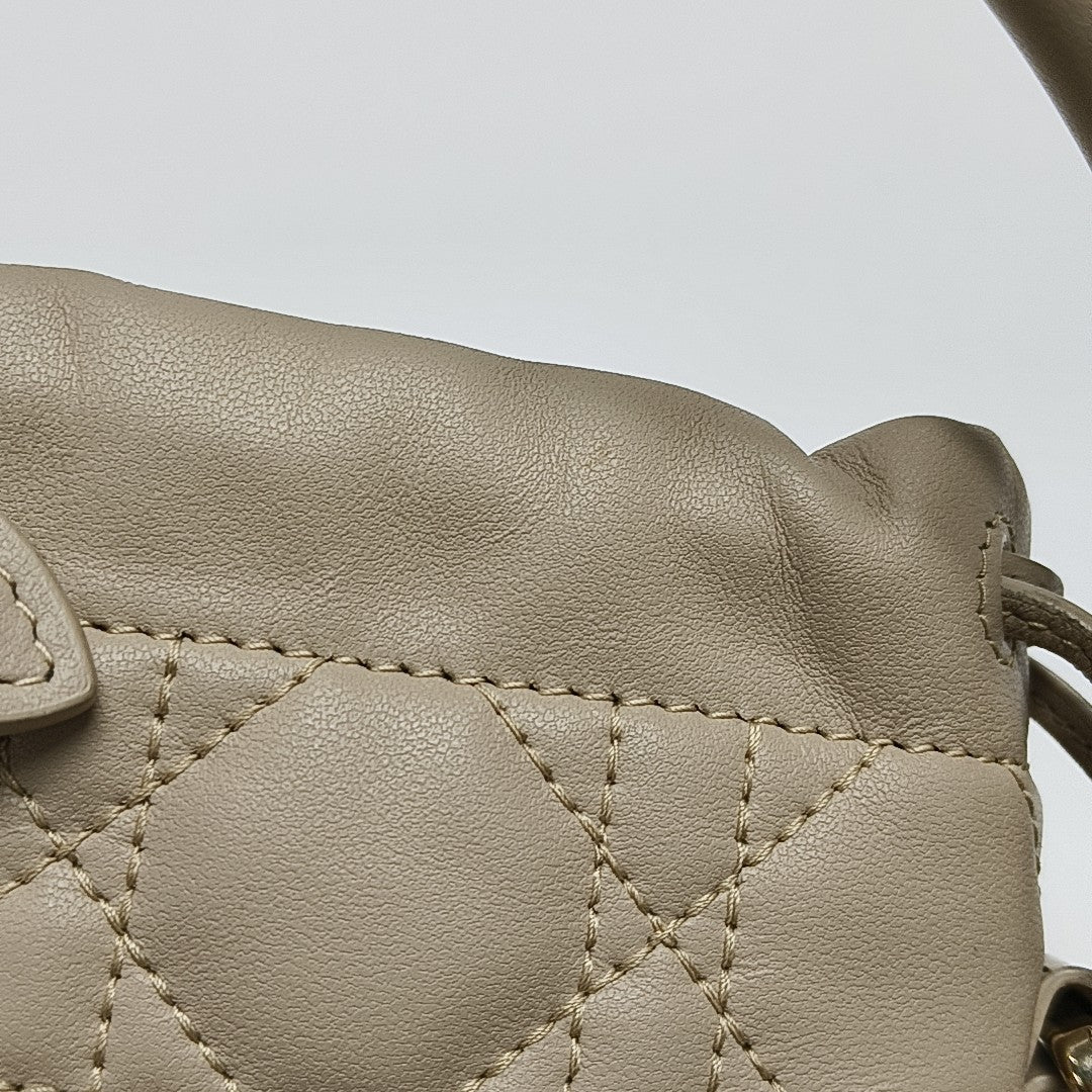 Authenticated pre-owned  Lady Dior Milly Mini Cannage Lambskin Beige - Shoulder Bag at Looply