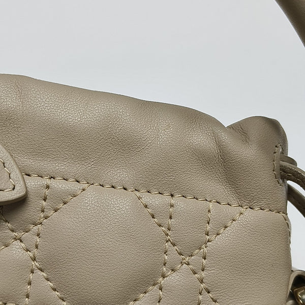 Authenticated pre-owned  Lady Dior Milly Mini Cannage Lambskin Beige - Shoulder Bag at Looply
