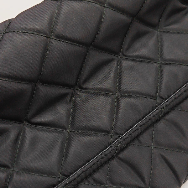 Quilted Nylon Shoulder Bag Black
