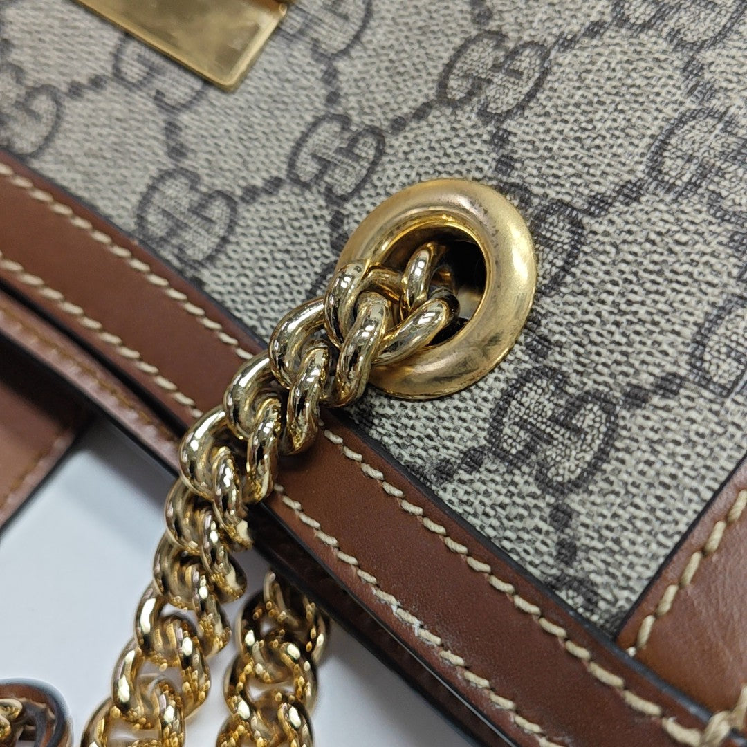 Padlock Small Monogram Coated Canvas Beige