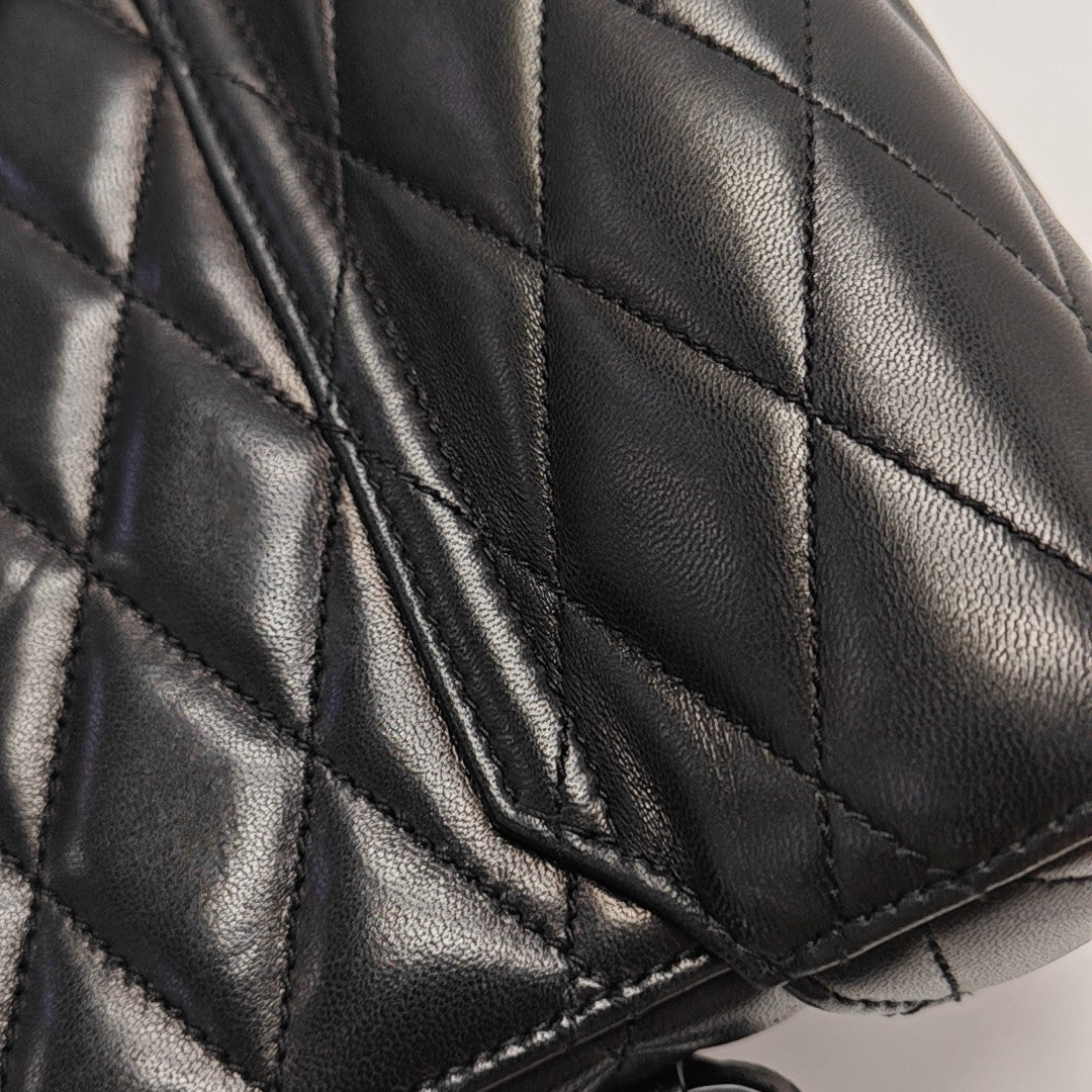 Quilted Lambskin Shoulder Bag Black