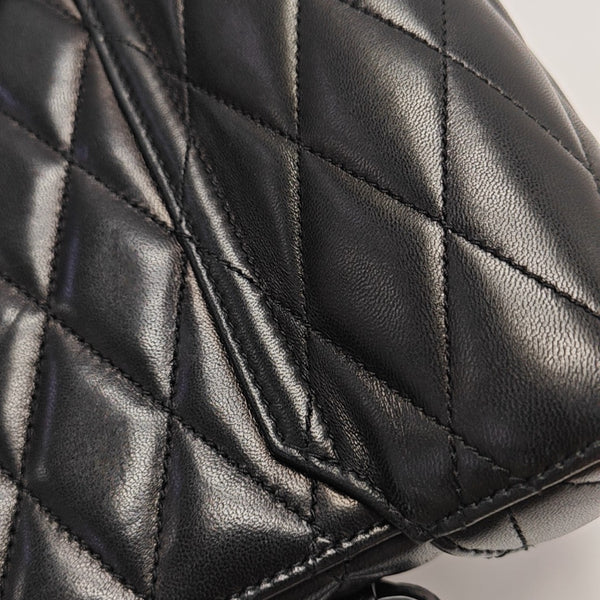 Quilted Lambskin Shoulder Bag Black