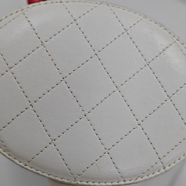 Round Vanity Medium Quilted Lambskin White