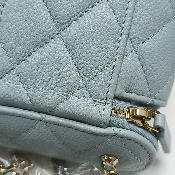 VANITY CASE Mini Quilted Grained Calfskin Blue