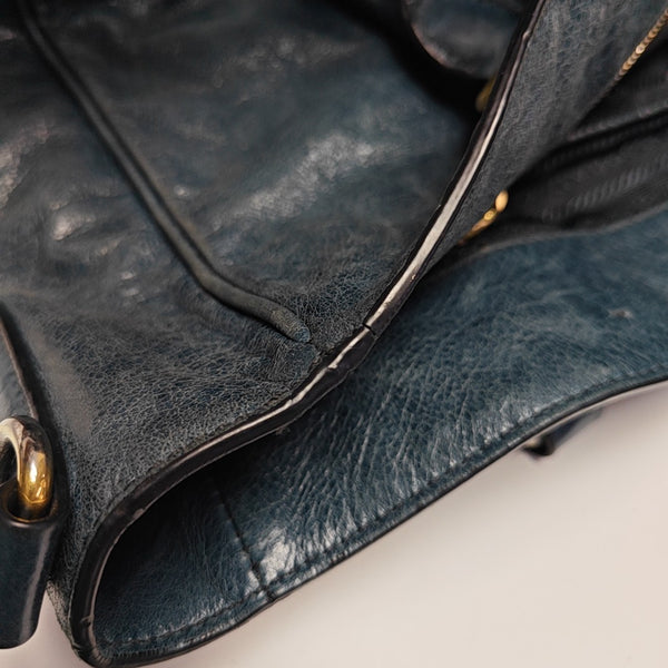 Calfskin Shoulder Bag Blue