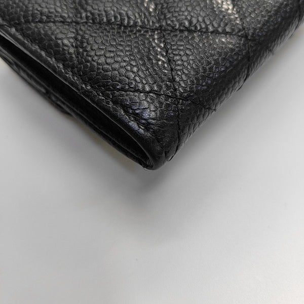 CLASSIC FLAP Quilted Grained Calfskin Black Wallet