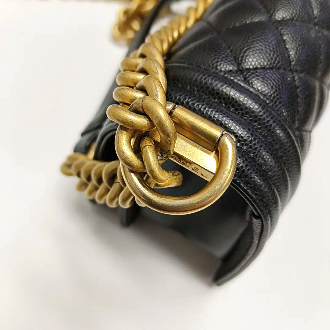 BOY CHANEL Small Quilted Grained Calfskin Black