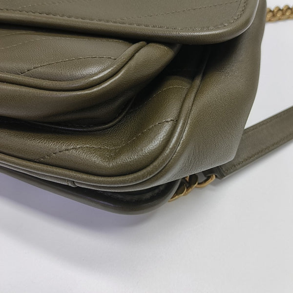 NIKI Medium Chevron Lambskin Green