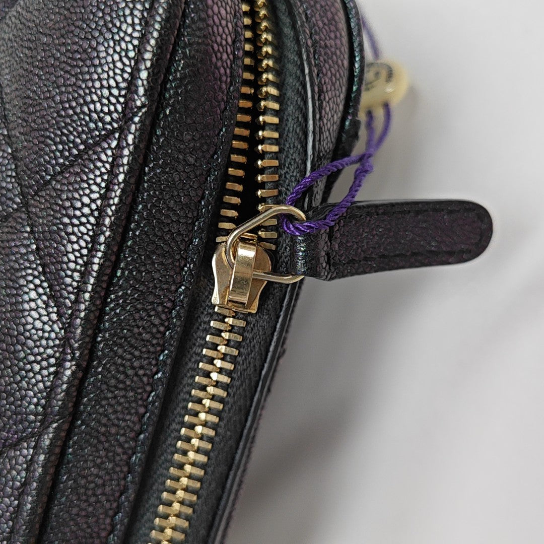 Quilted Grained Calfskin Metallic