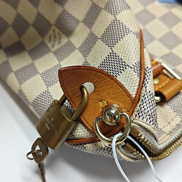 SPEEDY 25 Damier Azur Coated Canvas White