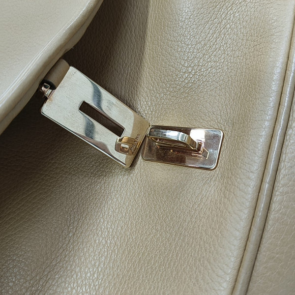 Calfskin Top Handle Bag Brown