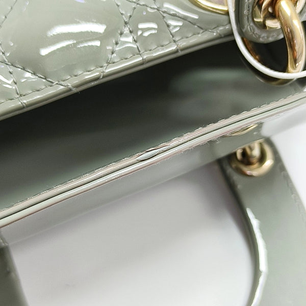 Lady Dior Mini Cannage Patent Leather Green