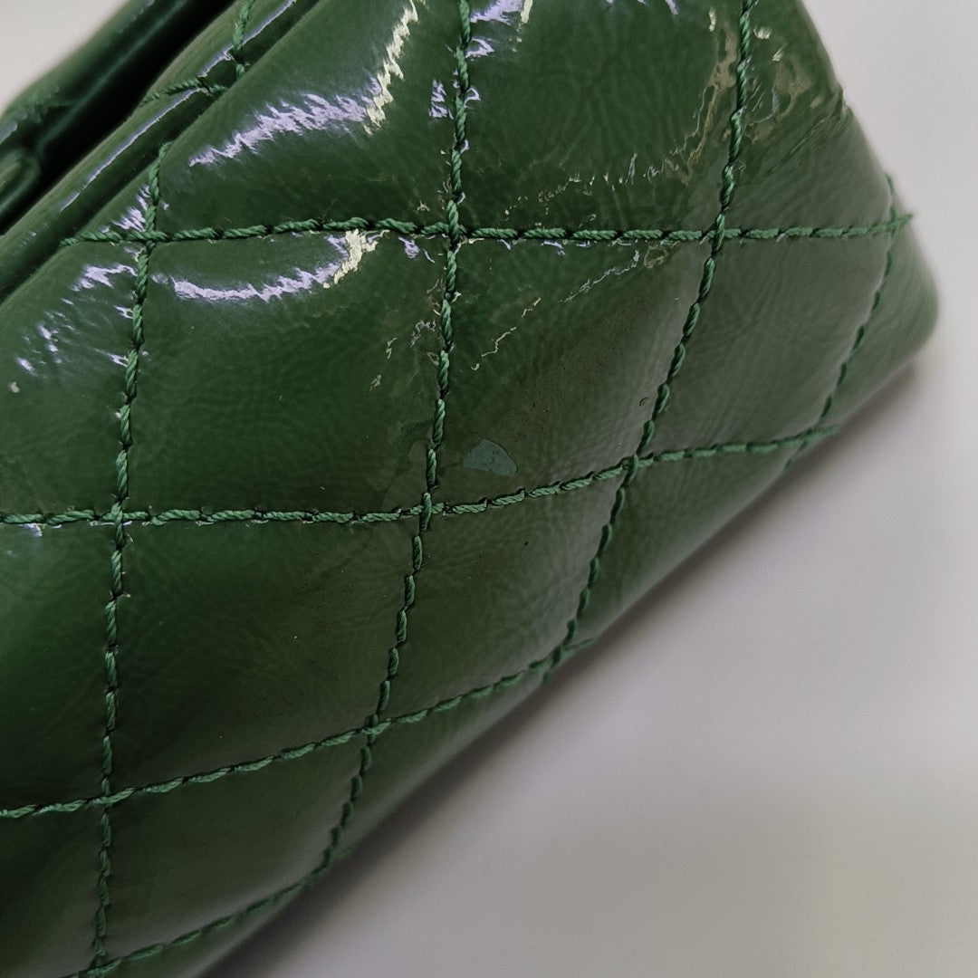 2.55 225 (small) Quilted Patent Leather Green