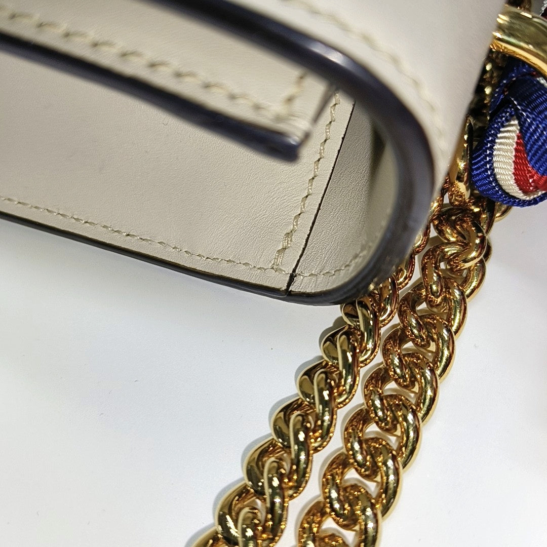Authenticated pre-owned  Sylvie Mini Calfskin White - Shoulder Bag at Looply
