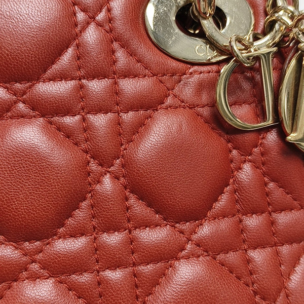 Lady Dior Mini Cannage Lambskin Red