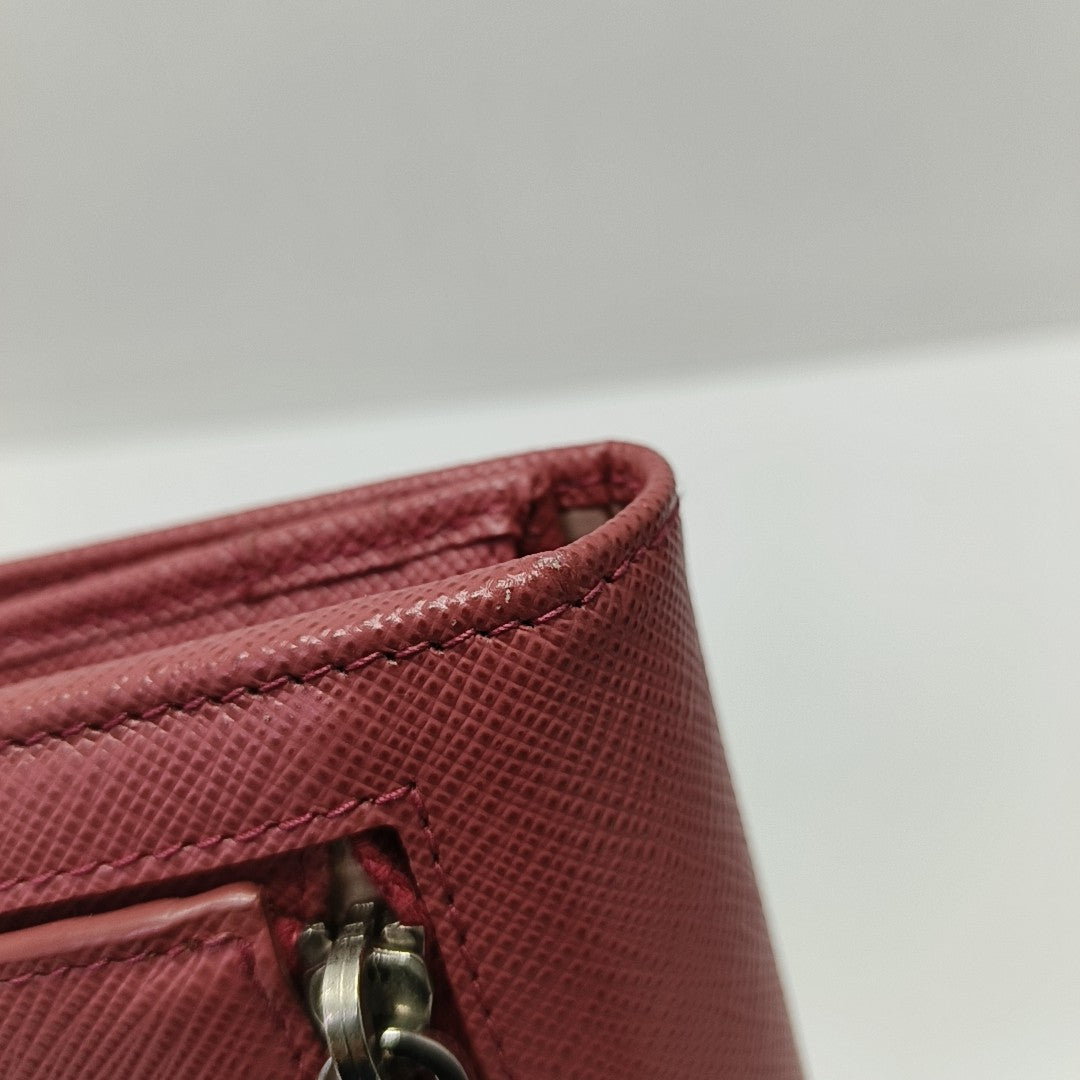 Fold Wallet Saffiano Calfskin Beige Wallet