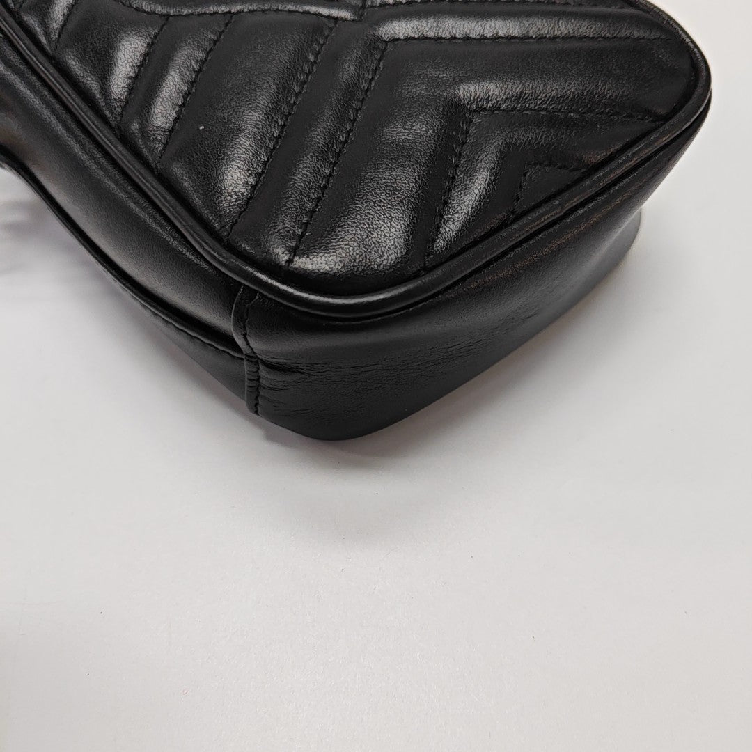GG Marmont Mini Quilted Calfskin Black