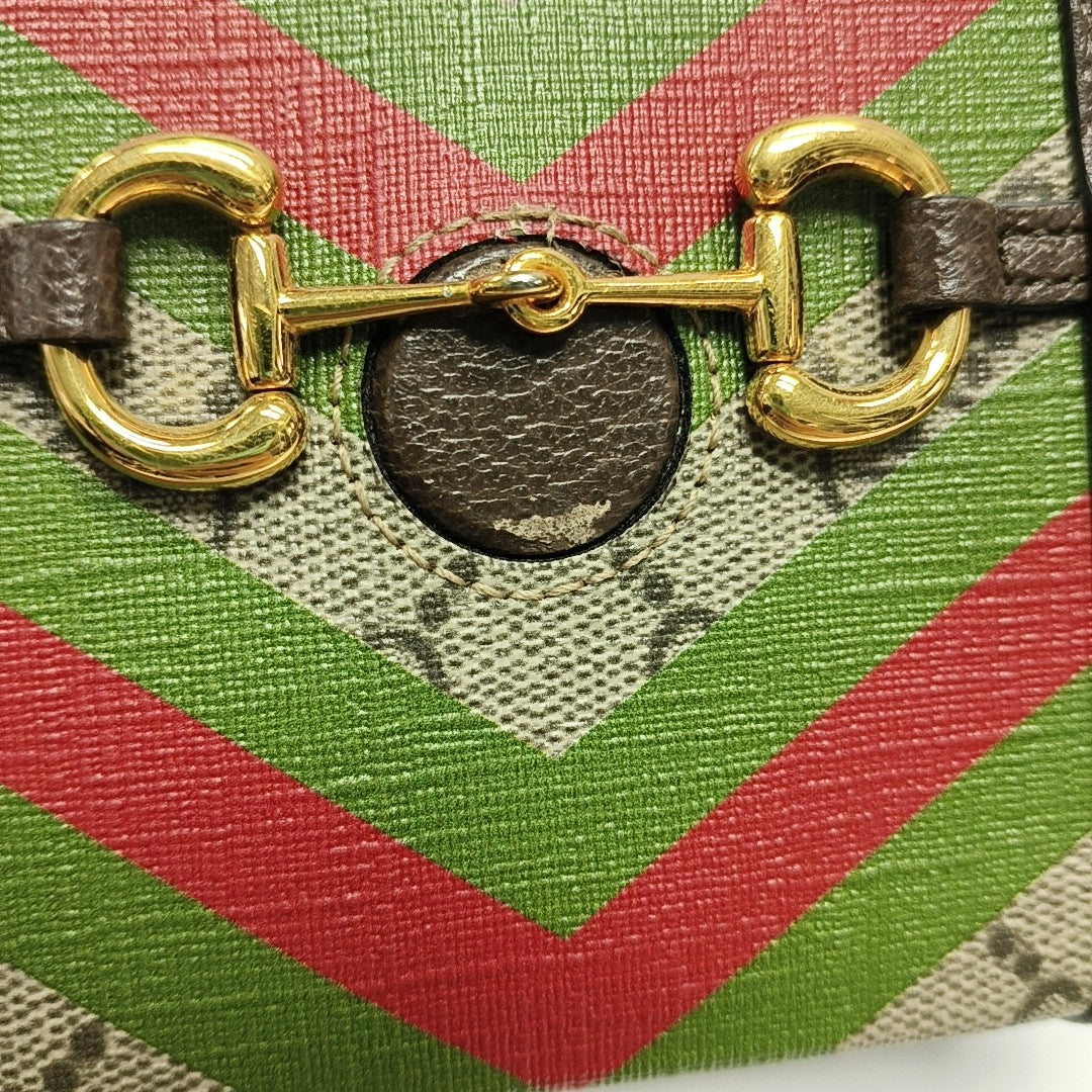 Authenticated pre-owned  Horsebit 1955 Mini Coated Canvas Beige - Shoulder Bag at Looply