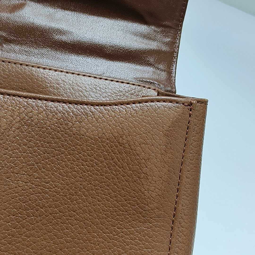 Calfskin Top Handle Bag Brown