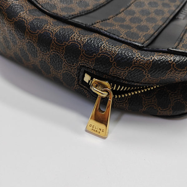 Coated Canvas Top Handle Bag Brown