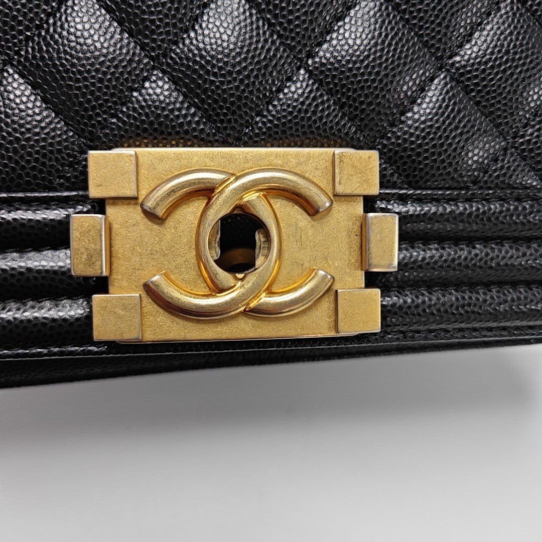 BOY CHANEL Small Quilted Grained Calfskin Black