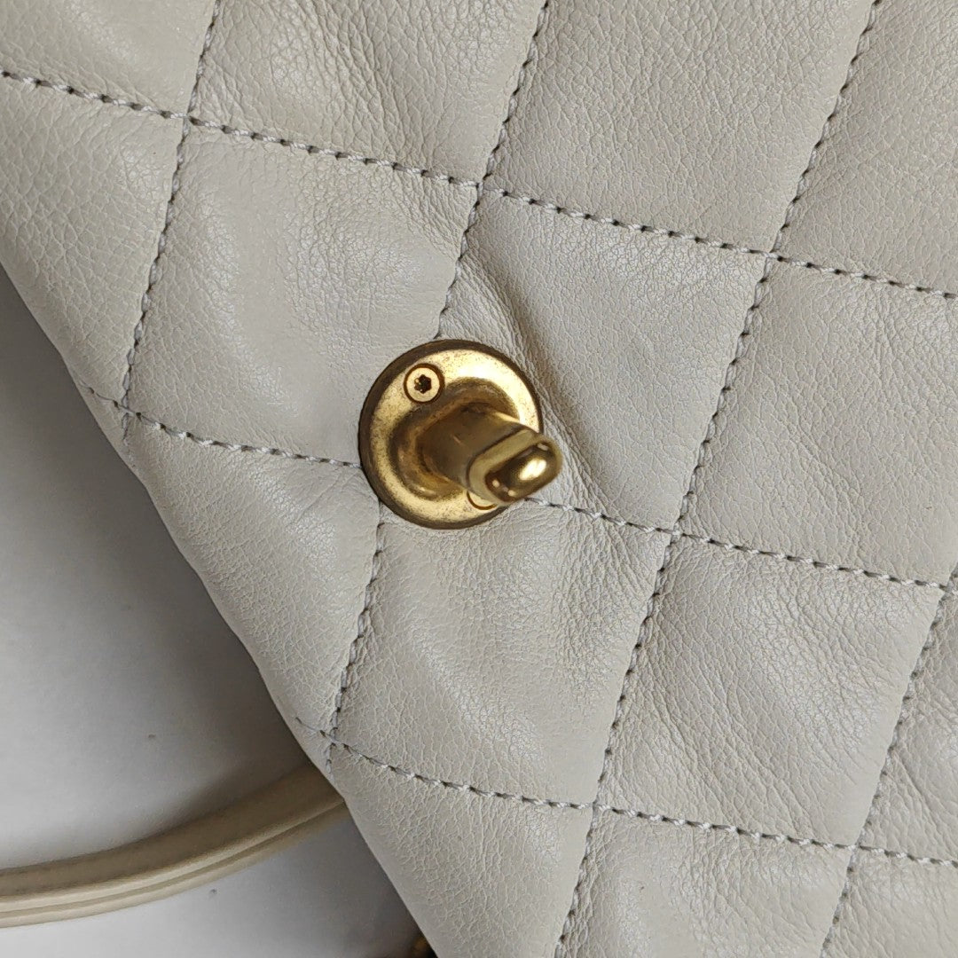Quilted Calfskin Shoulder Bag White