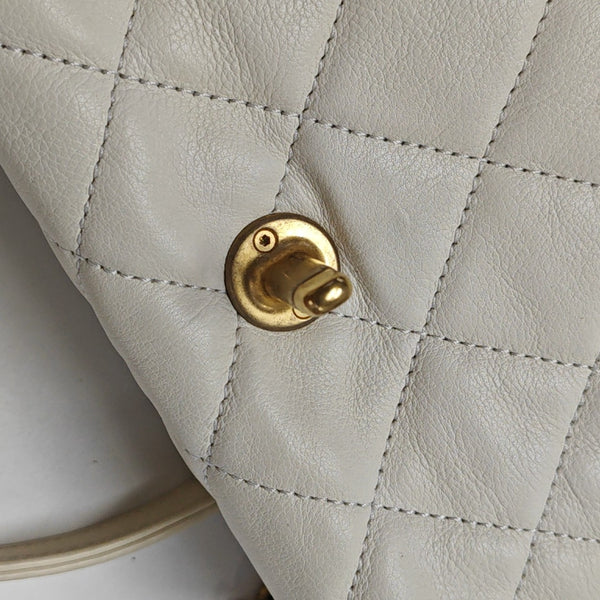 Quilted Calfskin Shoulder Bag White