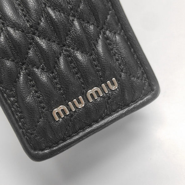 Quilted Lambskin Key Pouch Black