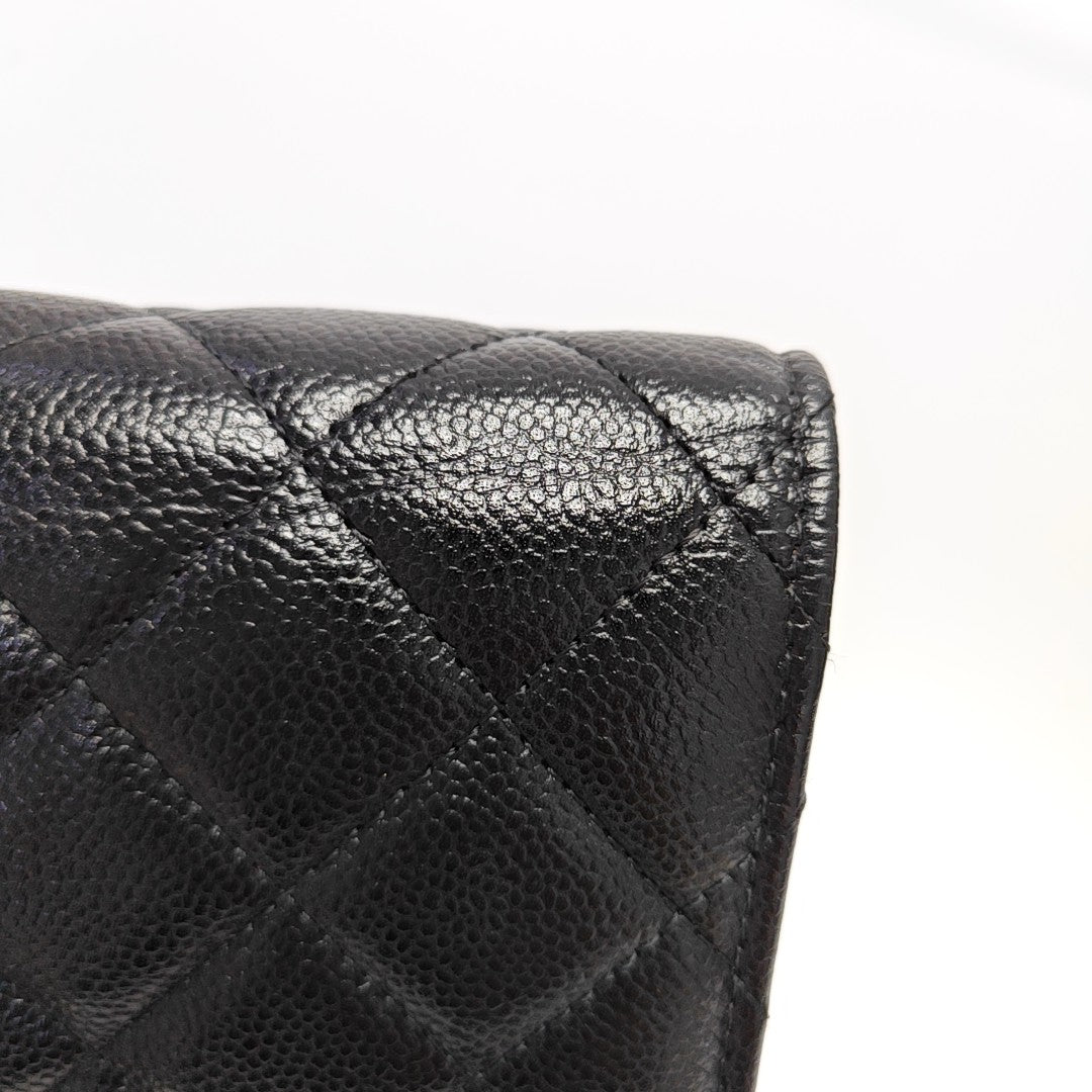 Quilted Grained Calfskin Shoulder Bag Black