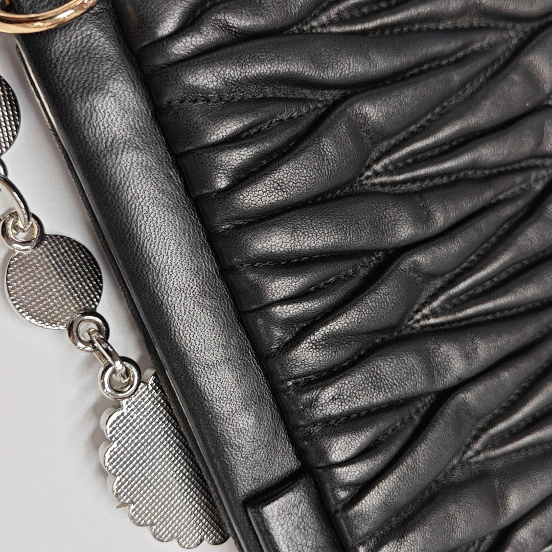 Quilted Lambskin Top Handle Bag Black
